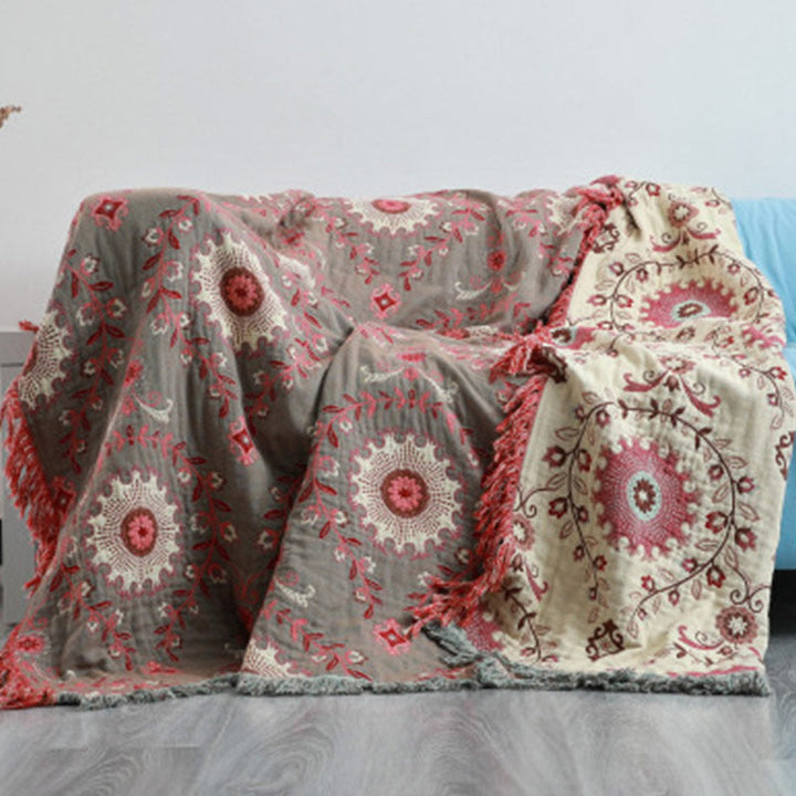 Cosycombe™ Reversible Cotton Sofa Throw That Doubles as a Bedspread