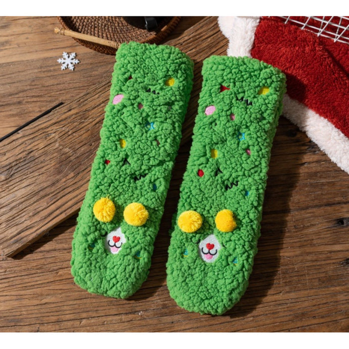 Cosycombe Fluffy Socks with Embroidered Faces and Pompoms