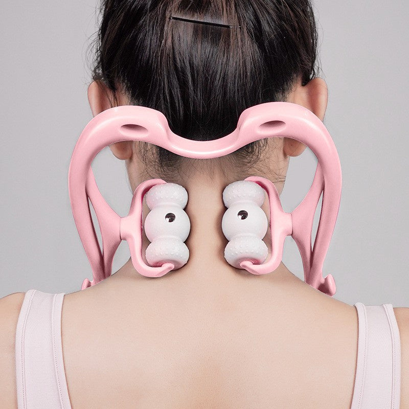 Handheld neck roller massager with handles