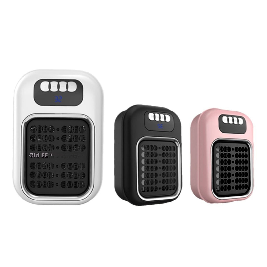 White compact plug-in wall heater with display