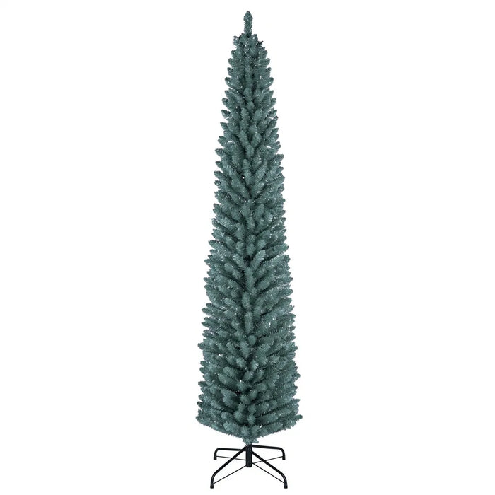 Cosycombe Frosted Slim Christmas Tree with Silver Tips, 7ft