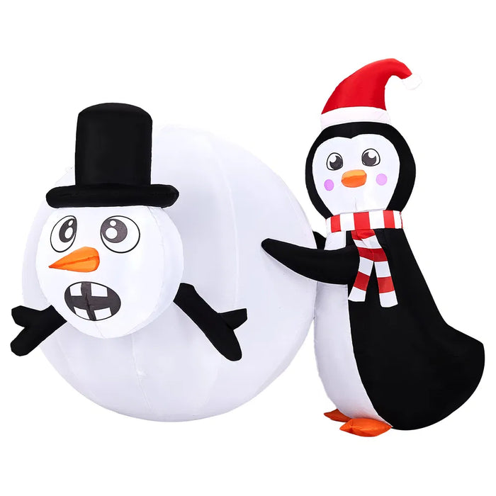 Cosycombe 4ft Inflatable Penguin Rolling a Giant Snowball