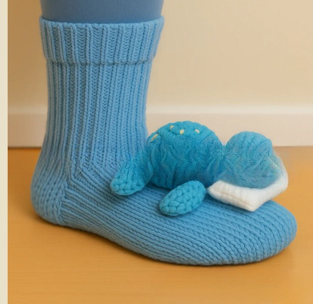 Cosycombe Knit Socks with a 3D Crochet Animal Hug