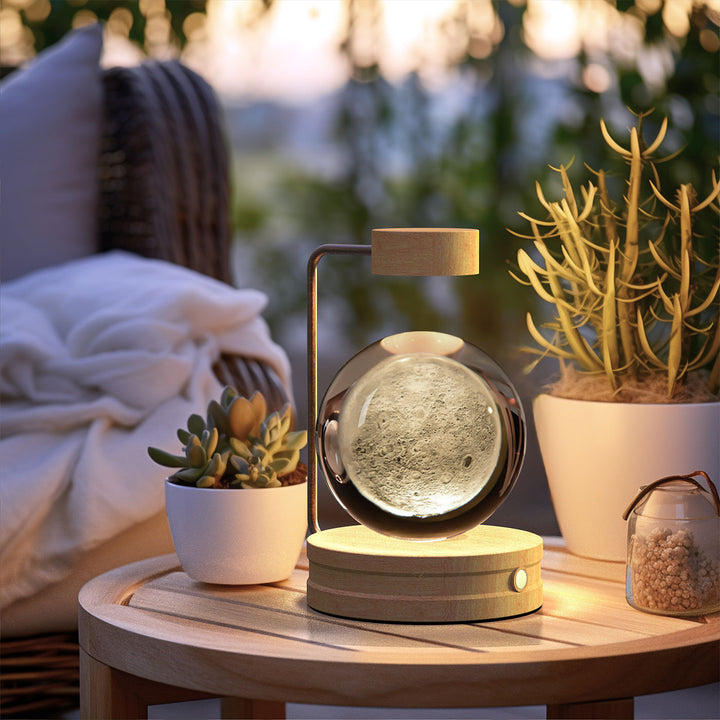 3D Crystal Ball Night Light – Warm Bedside Lamp
