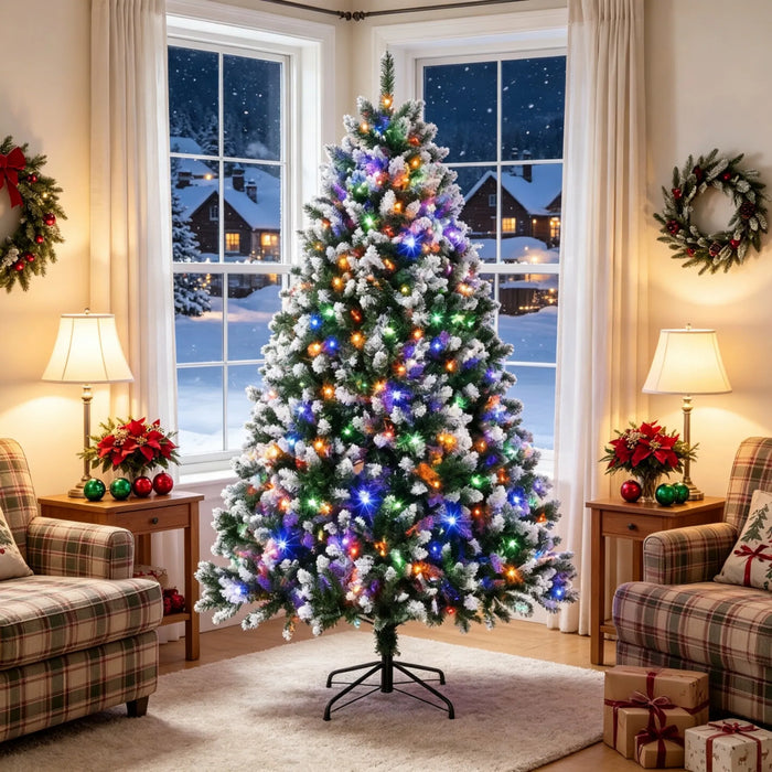 Cosycombe Snow-Tipped Christmas Tree with 400 LEDs and Remote, 7.5ft