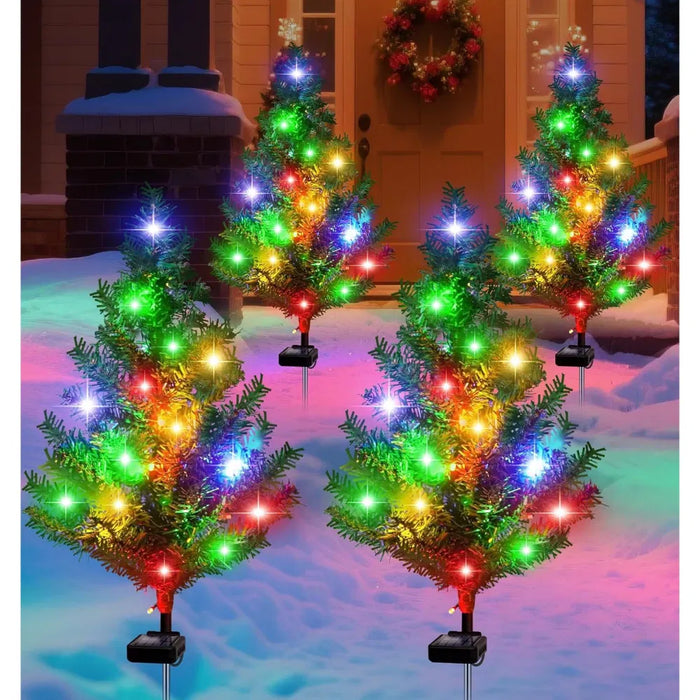 Cosycombe Solar Christmas Tree Lights, Set of 4 Garden Stakes