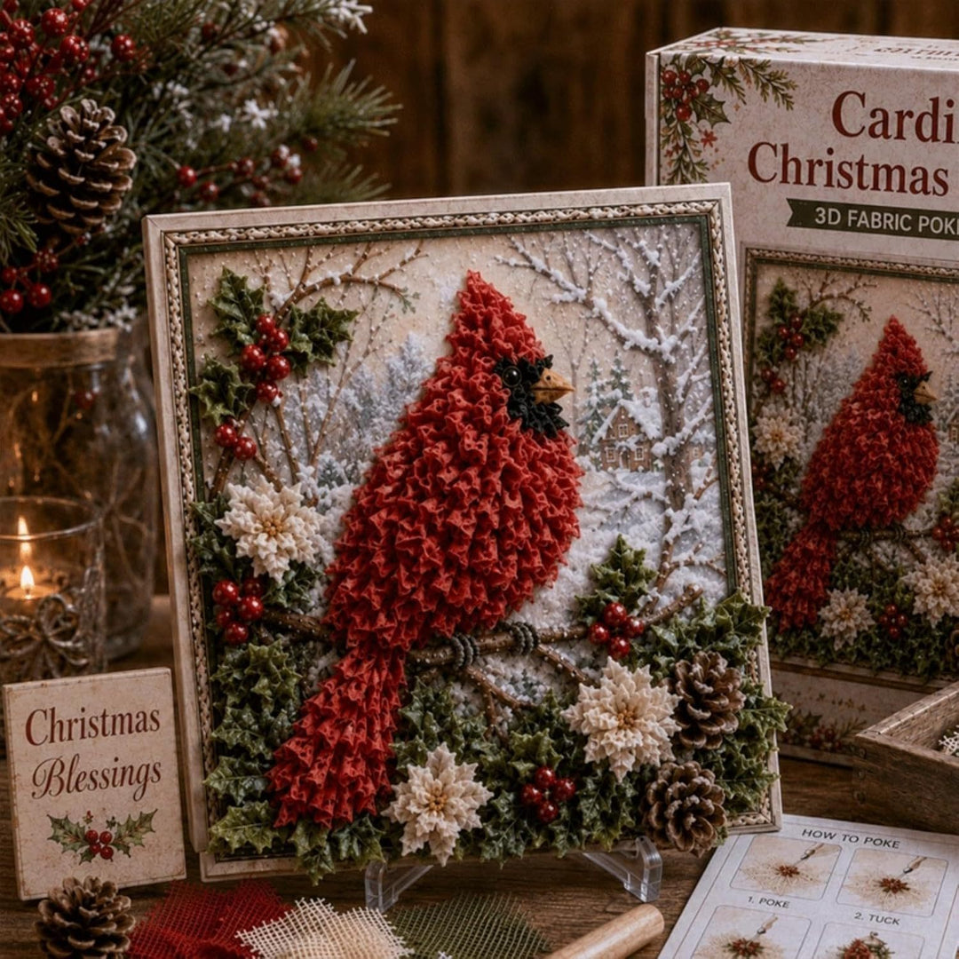 3D fabric poke art Christmas picture in frame