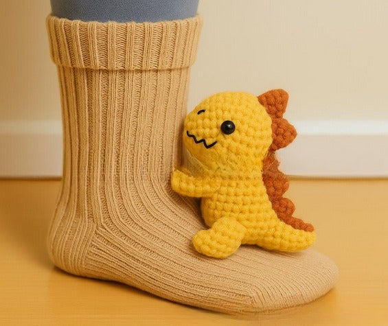Cosycombe Knit Socks with a 3D Crochet Animal Hug