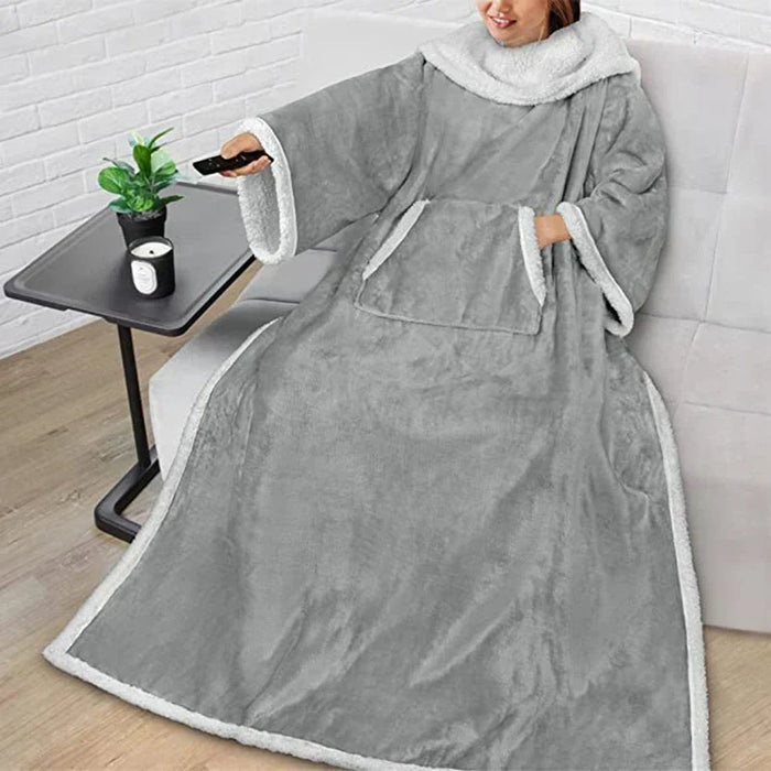 Cosycombe™ Sherpa Fleece Wearable Blanket with Sleeves and Foot Pocket