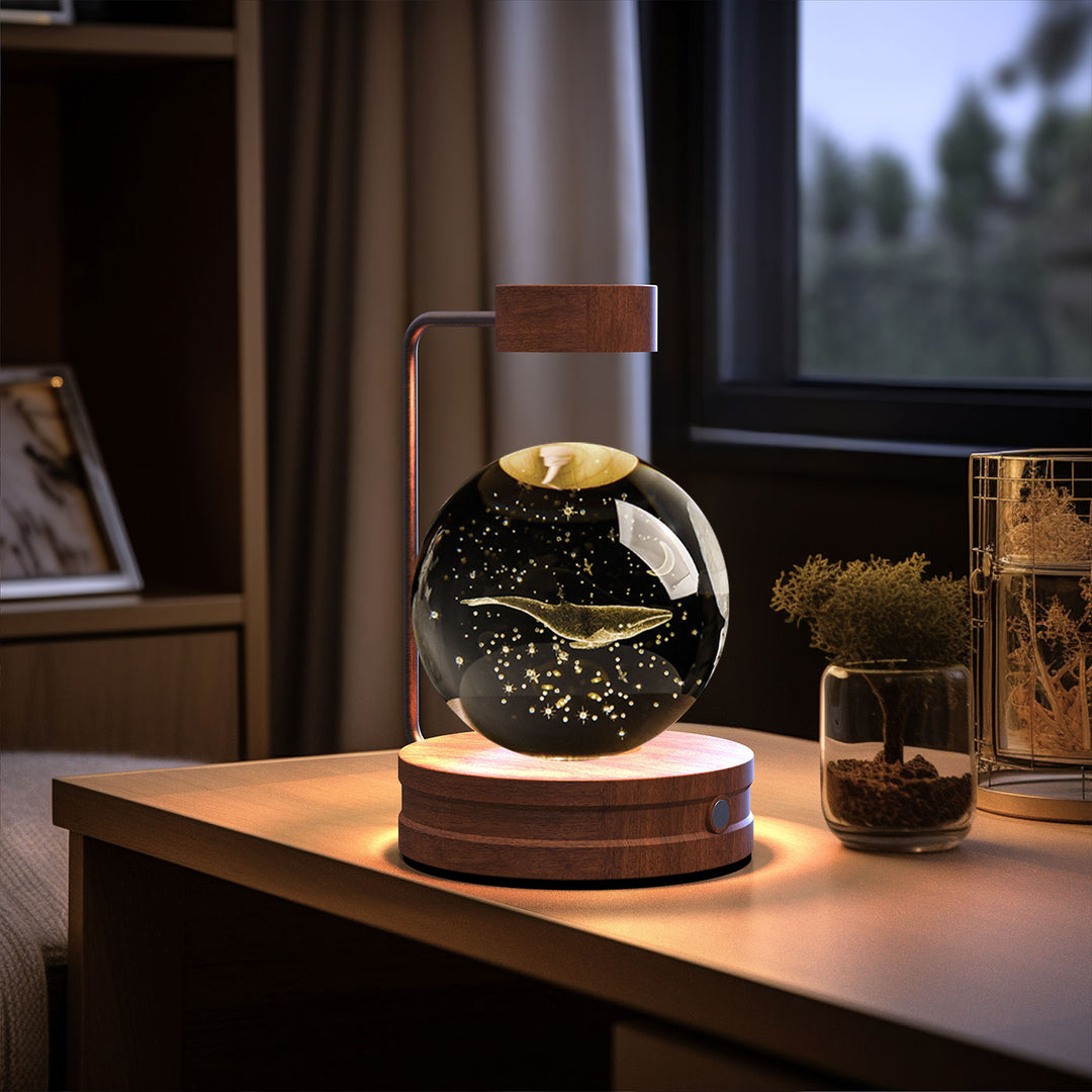 3D Crystal Ball Night Light – Warm Bedside Lamp