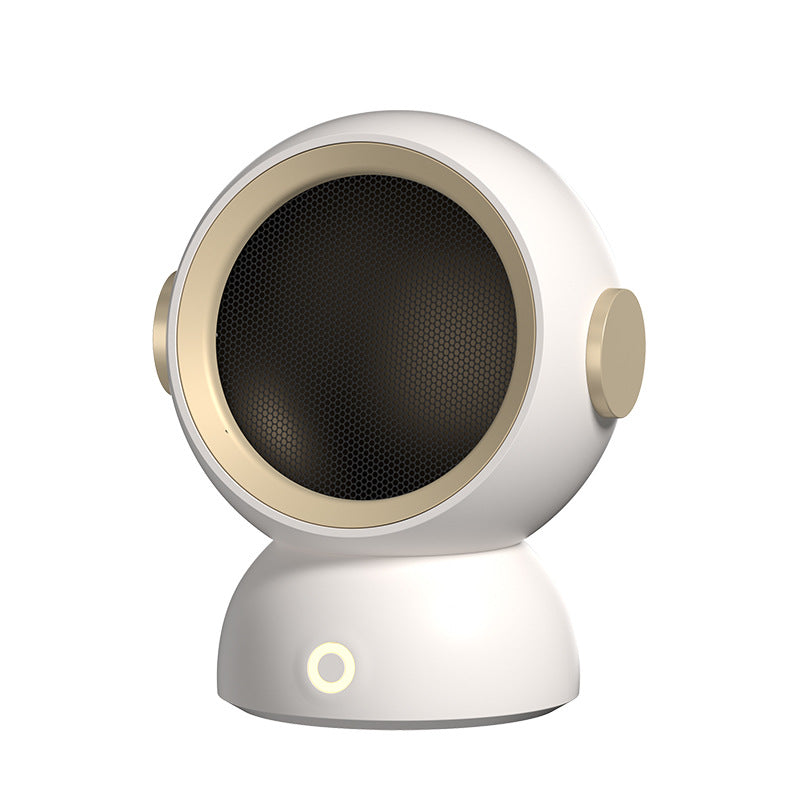 Round mini fan heater in sage green