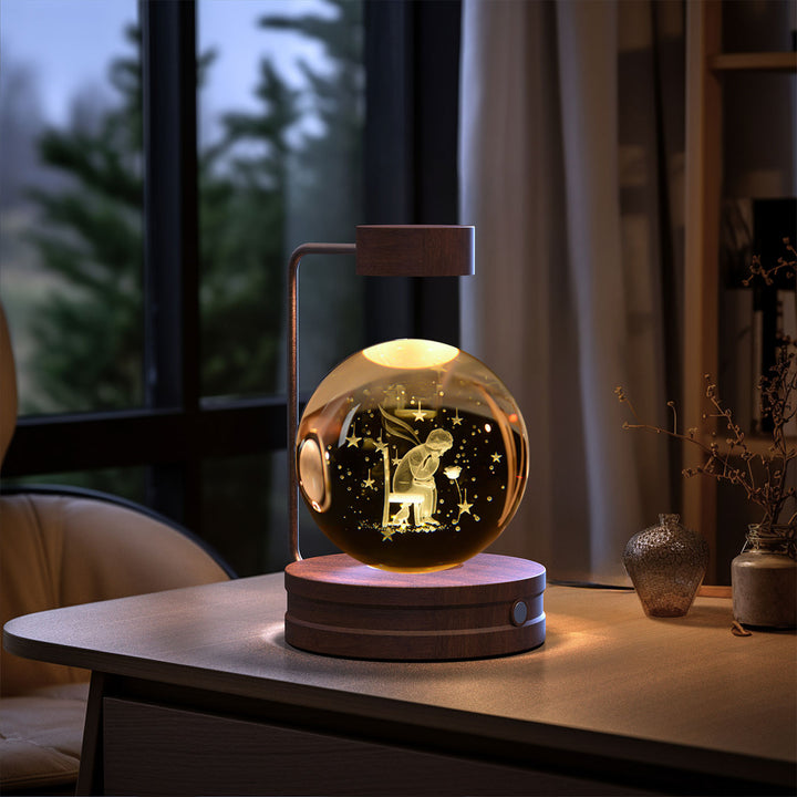 3D Crystal Ball Night Light – Warm Bedside Lamp