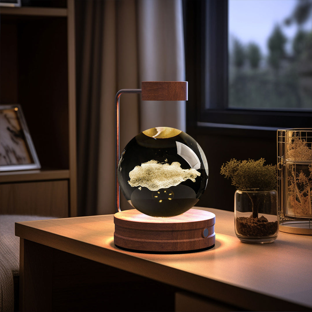 3D Crystal Ball Night Light – Warm Bedside Lamp