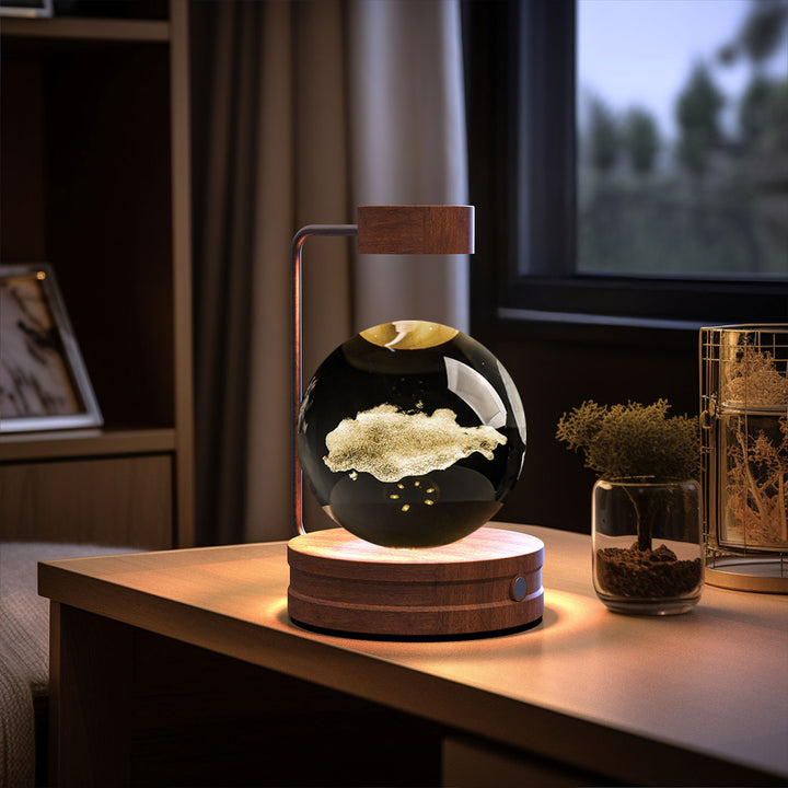 3D Crystal Ball Night Light – Warm Bedside Lamp