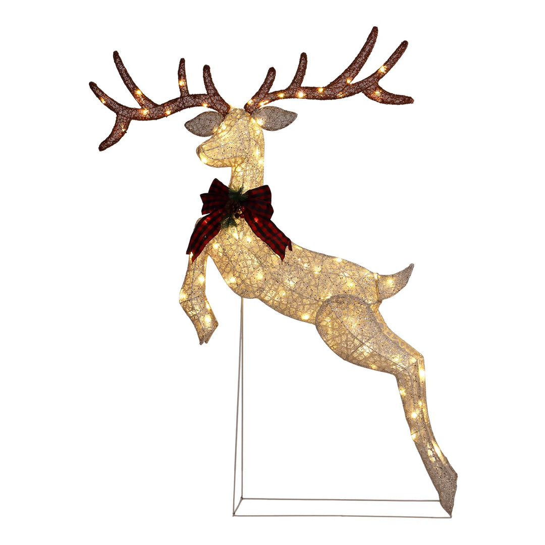 Light-up jumping reindeer with red bow