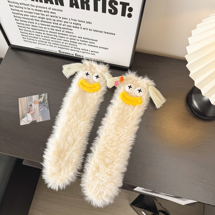 Cosycombe Fluffy Monster Face Socks with Googly Eyes