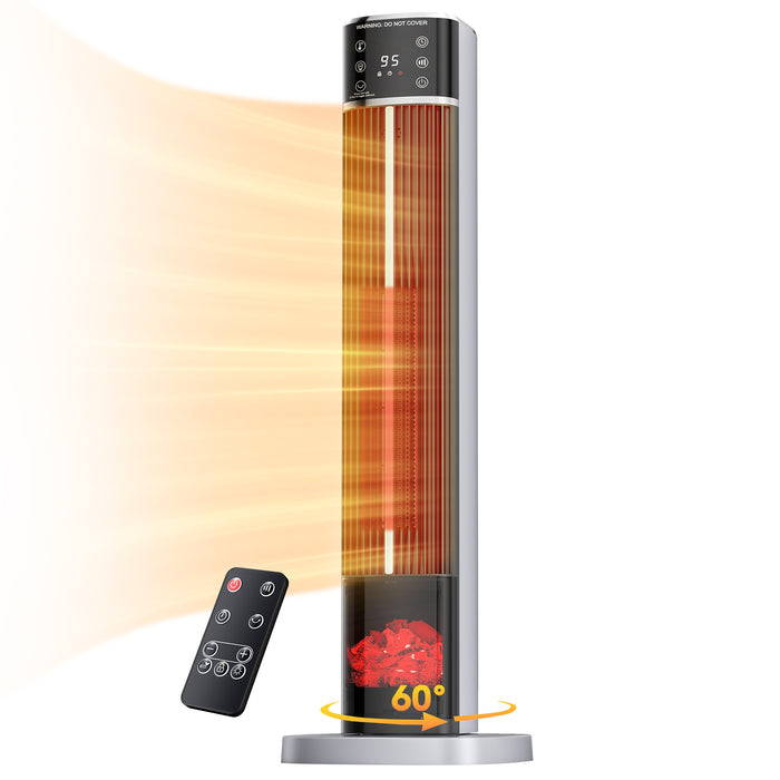 Cosycombe Ceramic Tower Heater 81 cm with Flame Effect and ECO Mode