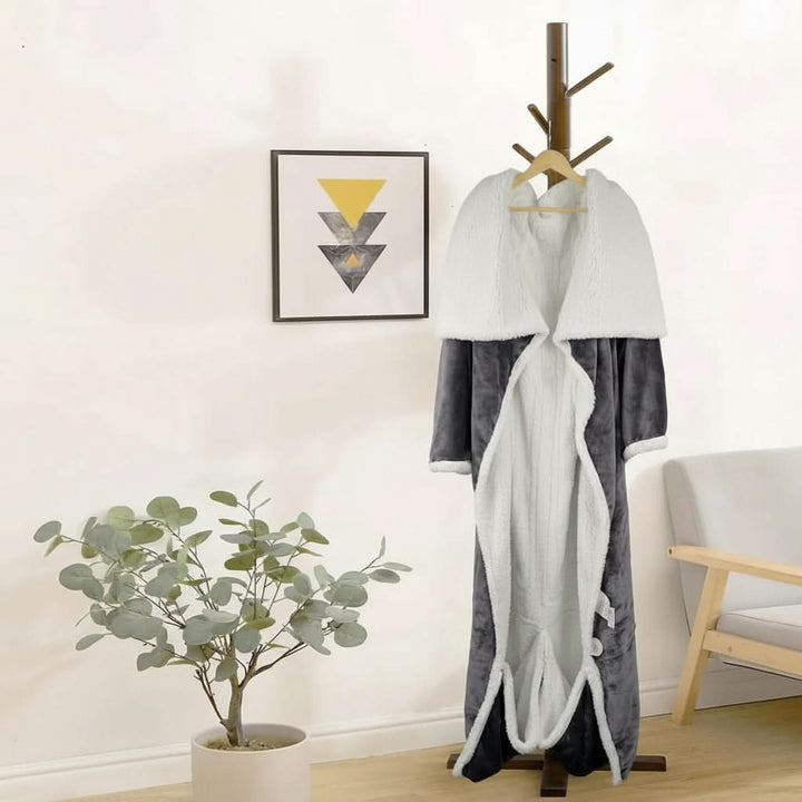 Cosycombe™ Sherpa Fleece Wearable Blanket with Sleeves and Foot Pocket