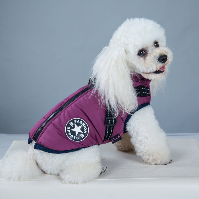 Cosycombe Waterproof padded dog coat with built-in harness
