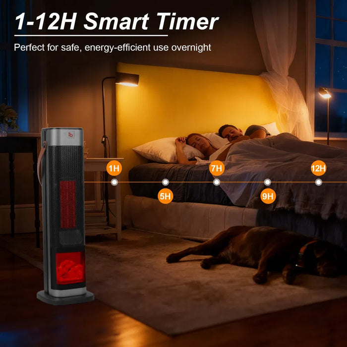 Cosycombe Tower Heater 1500W with 3D Flame Effect and Remote Control