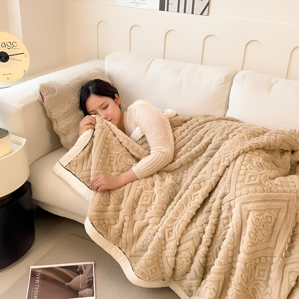 Cosycombe™ Mandala Carved Velvet Sherpa Blanket, Plush and Warm