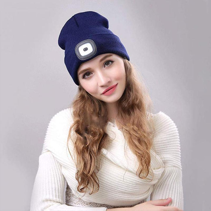 Cosycombe™ LED Knitted Beanie Hat with Hands-Free Light for Dark Evenings