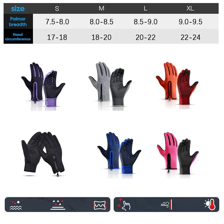 Cosycombe™ Warm Thermal Gloves with 3 Touchscreen Fingers and Zip Fit