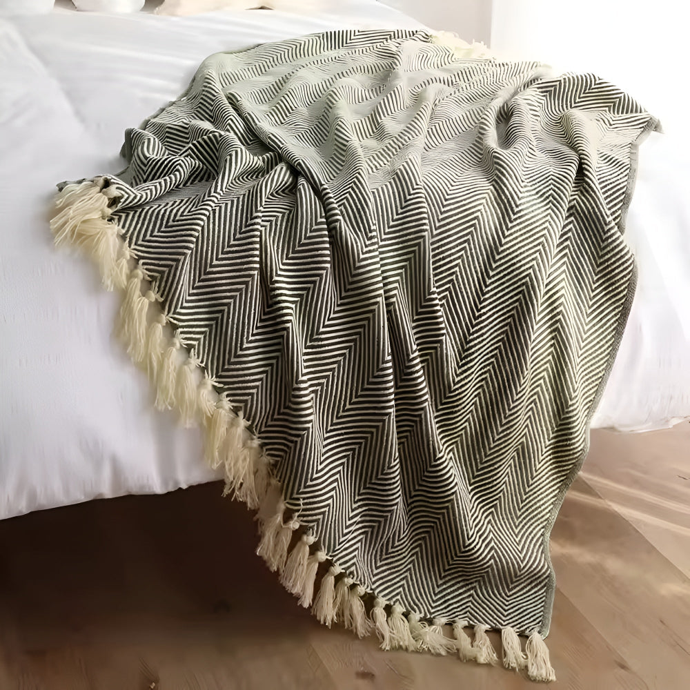 Cosycombe™ Herringbone Knit Throw Blanket with Tassels