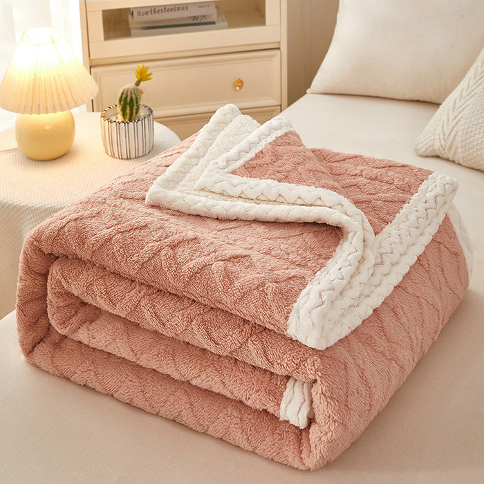 Cosycombe Double-Layer Coral Fleece Blanket with Sherpa Reverse