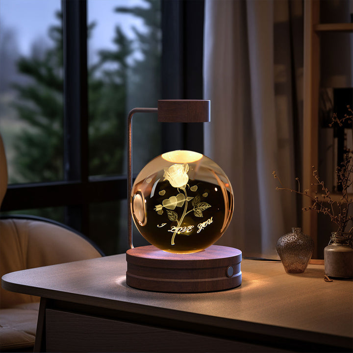 3D Crystal Ball Night Light – Warm Bedside Lamp