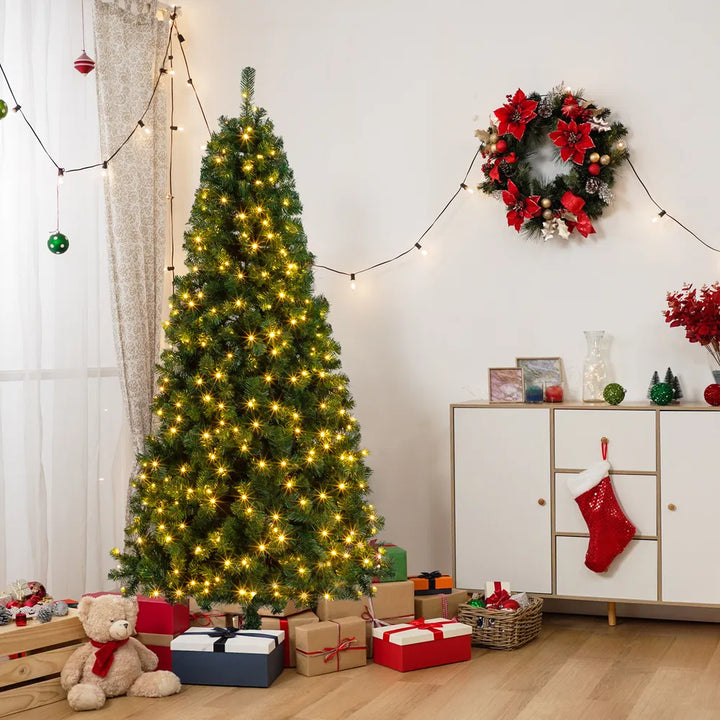 7ft artificial Christmas tree with warm lights