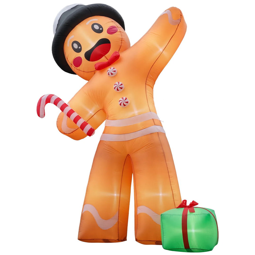 10ft inflatable gingerbread man with gift box