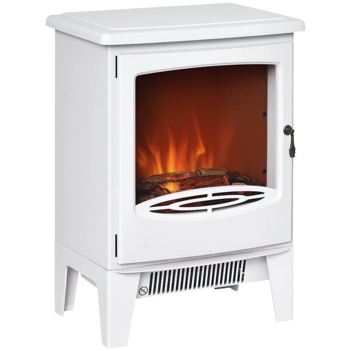 Cosycombe White Electric Stove 1800W with LED Flames and Glass Door