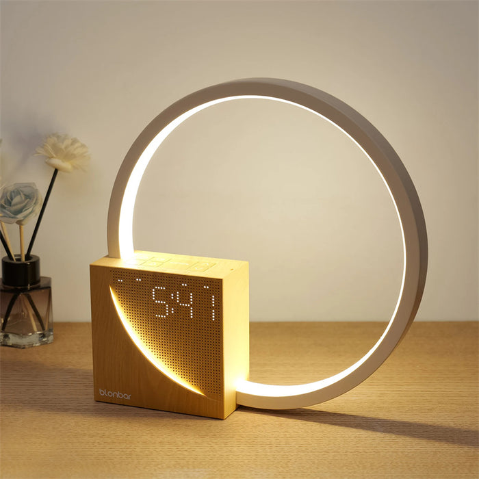Cosycombe Ring bedside lamp with alarm clock and nature sounds