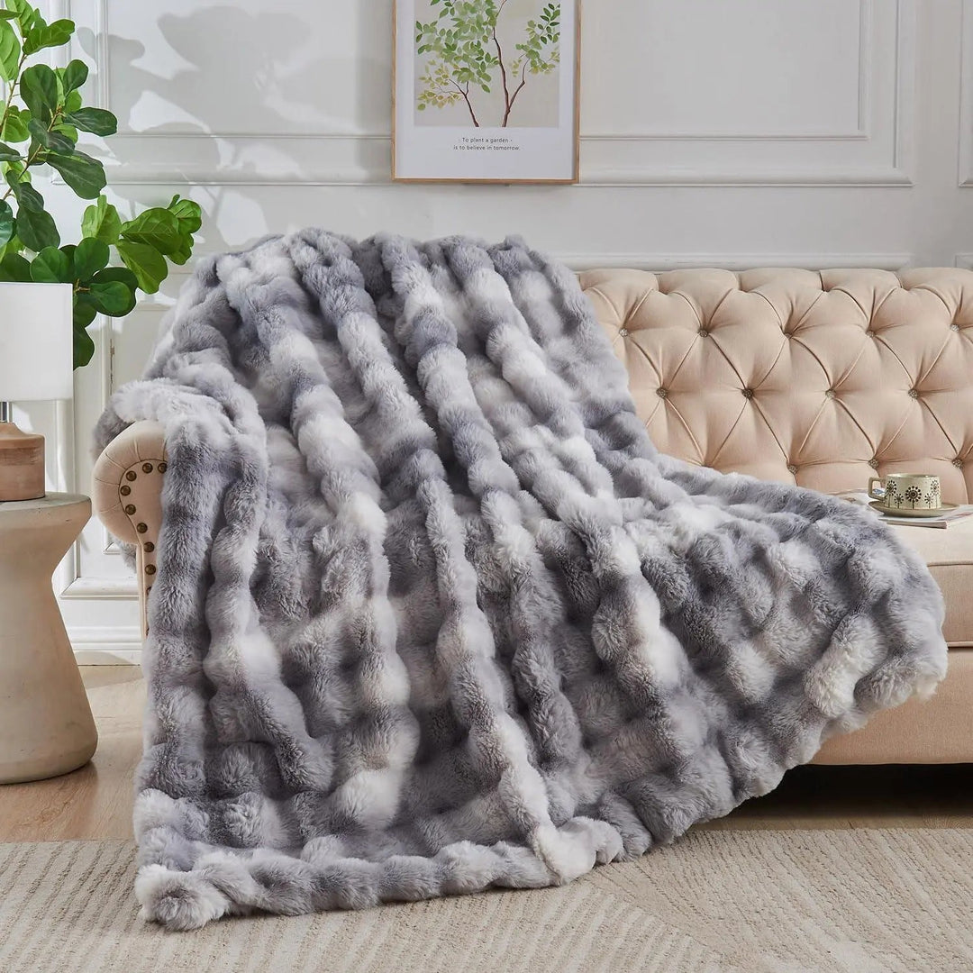 Cosycombe™ Reversible Faux Rabbit Fur Throw with Velvet Fleece Side