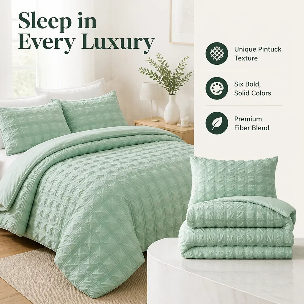 Cosycombe™ Pintuck Duvet Cover Set with Textured Finish, Wrinkle-Free
