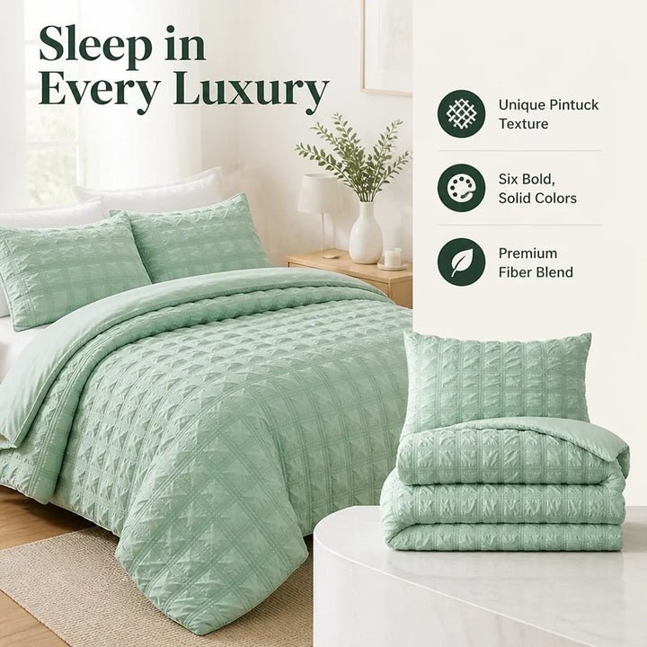 Cosycombe™ Pintuck Duvet Cover Set with Textured Finish, Wrinkle-Free