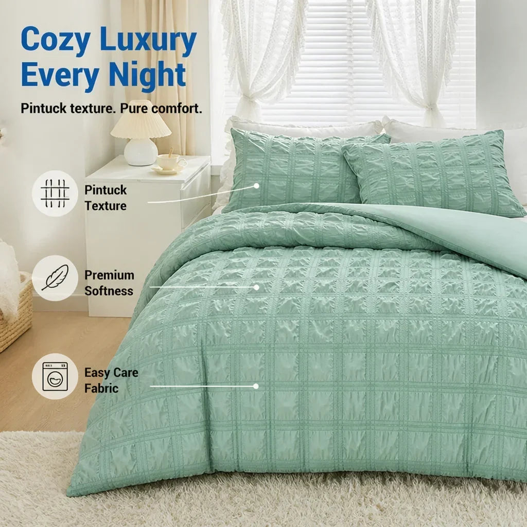 Cosycombe™ Pintuck Duvet Cover Set with Textured Finish, Wrinkle-Free