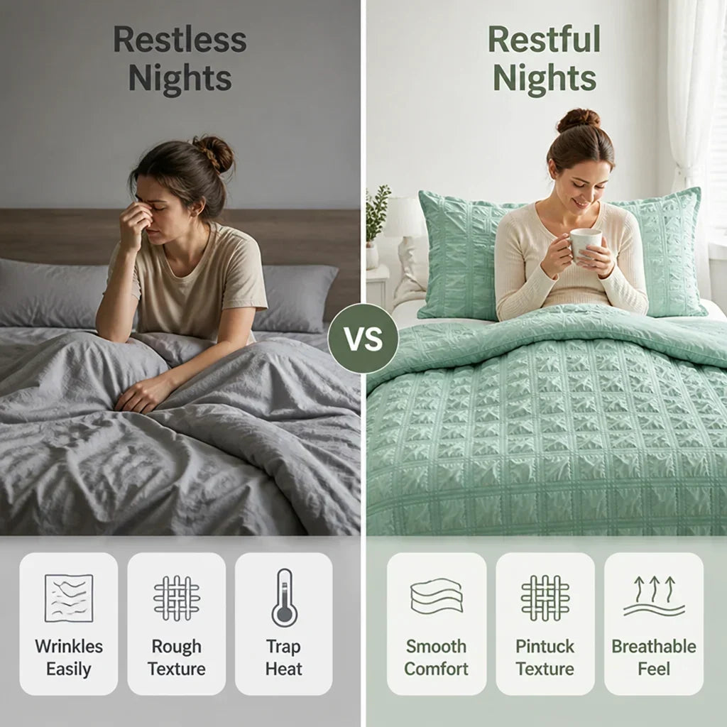 Cosycombe™ Pintuck Duvet Cover Set with Textured Finish, Wrinkle-Free