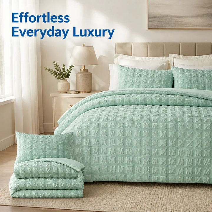 Cosycombe™ Pintuck Duvet Cover Set with Textured Finish, Wrinkle-Free