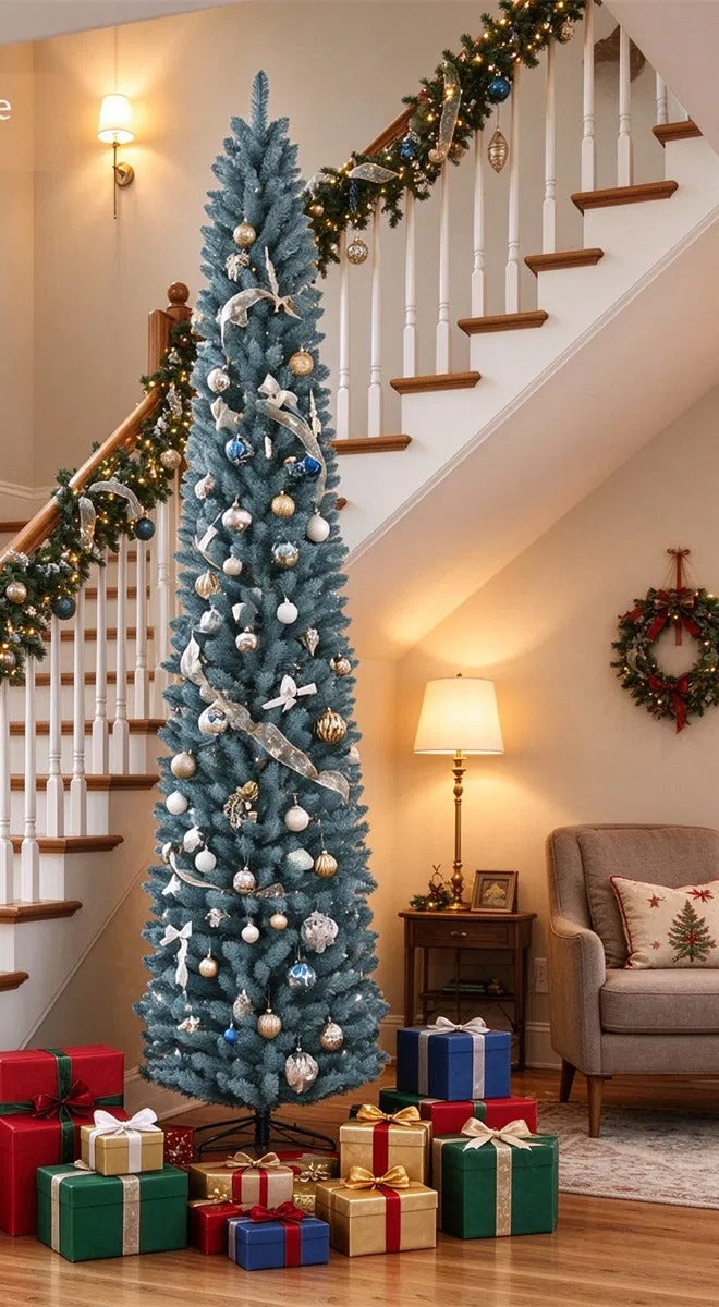 Tall frosted silver-green pencil tree