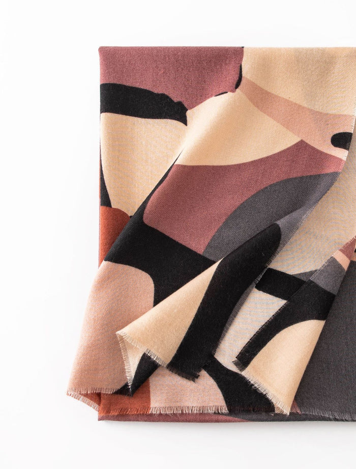Cosycombe Abstract Print Cashmere Feel Scarf, 68 x 190 cm