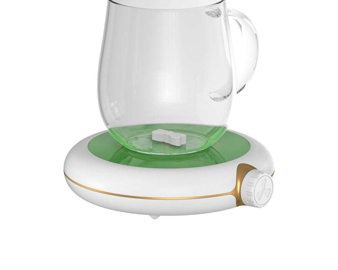 Teal heated coaster with magnetic stirrer