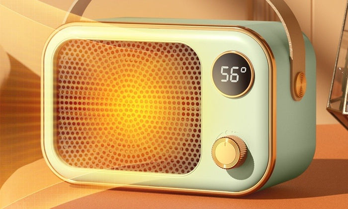 Cosycombe Retro Radio Fan Heater with Digital Temperature Display