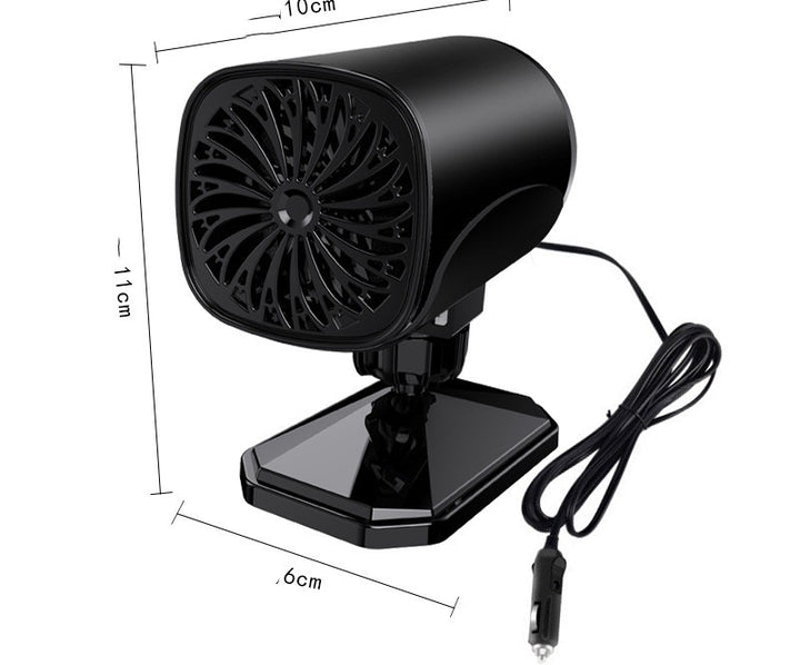 Small black car heater on dashboard