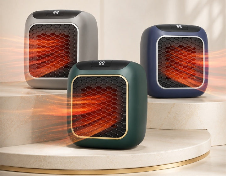 Compact wall socket heater with LED display