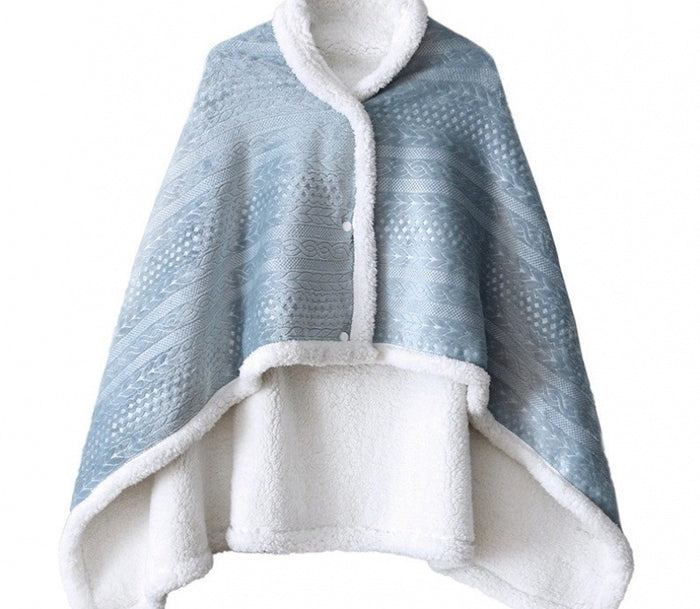 Cosycombe Double-Layer Fleece Wearable Shawl Blanket with Buttons