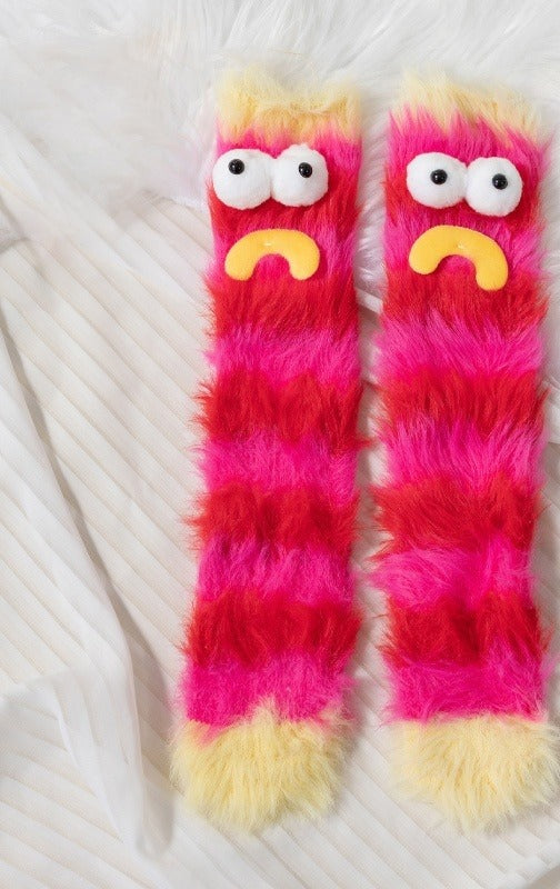 Cosycombe Fluffy Monster Socks with Funny Faces