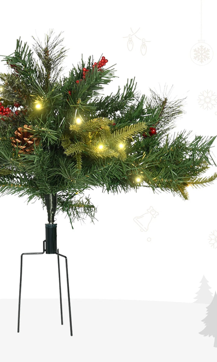 Small battery porch tree with pine cones