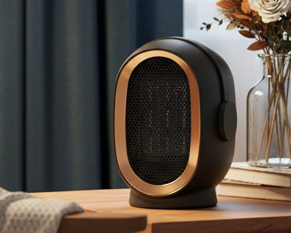 Black compact ceramic fan heater